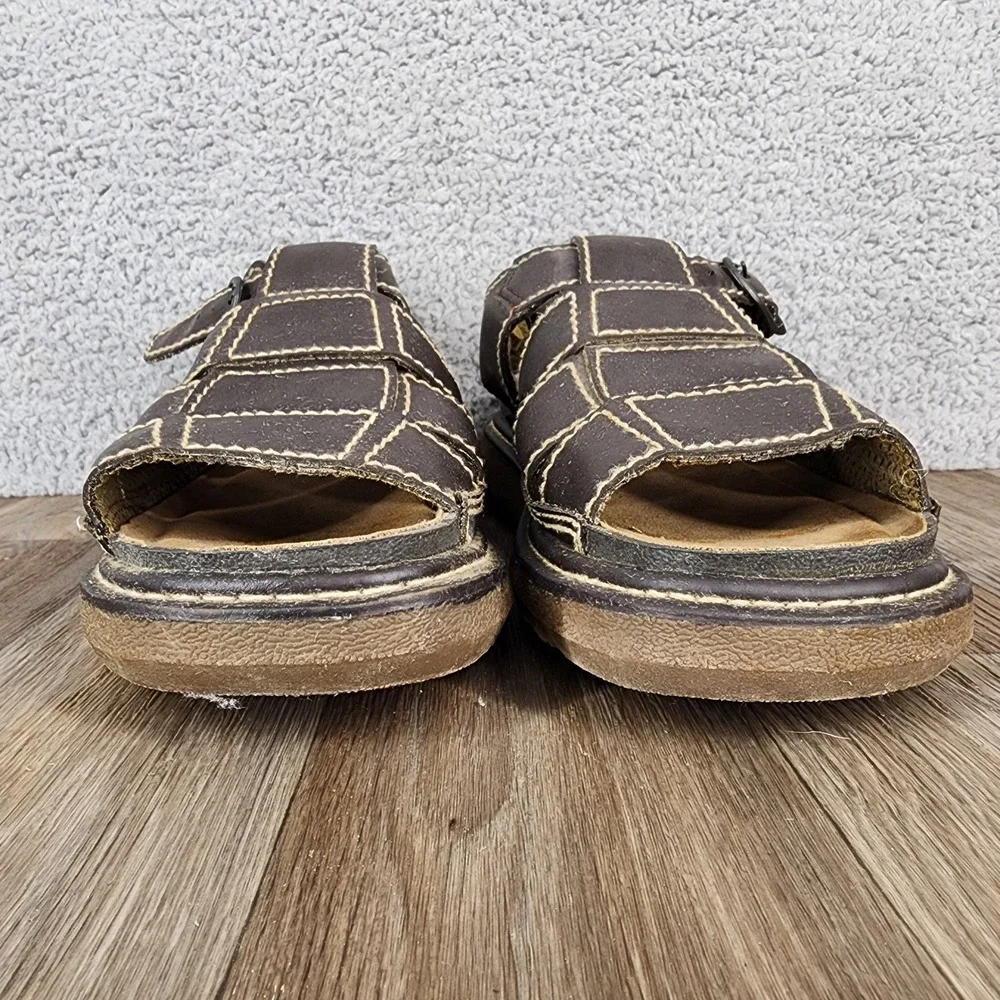 Wolfe Island Y2K Mens 11 Open Toe Chunky Brown Leather Fisherman Sandals Comfort